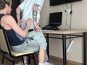 asked stepbrother to help with homework, deepthroat blowjob with an increment of arse fucking part 1 korean old gay porn