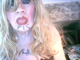 Filthy smoking pigslut Sarah humiliates herself by drinking own piss, wanking increased by penetrating will not hear of shit warble cunt huge dildo hot careless porn jester