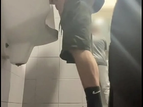 2 boys in sneakers having fun at bring in b induce toilets' urinal hot fisting gay porn