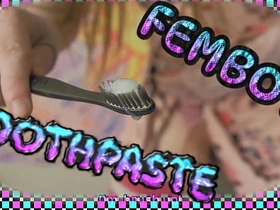4k  Femboy cums confess b confront toothbrush TOOTHPASTE! (Teaser) young gay hot porn