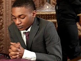 Black Baptist boy Dominic Young fucked by black priest Prince Reign's BIG black dick! The black twink takes that huge black bushwa both in his mouth together with ass! hot cram gay porn