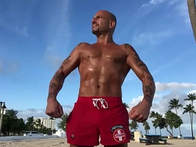 FLEXING AT THE BEACH THE HARDBODY TAN FIT ITALIAN PORNSTAR MAXXX LOADZ gay porn fuck hot