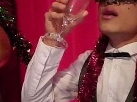 Happy New Year! The cute French-Asian twink Jon Arteen jerks off, ejaculates into a glass, and drinks his own semen hot gay cop porn