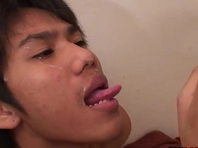 Cocksucking Asian twinks try bareback three before pissing korean gay porn gangbang