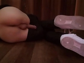 Pants pulled down, dick between legs, Jon Arteen shows his smooth penurious ass hole, wanks his sex-crazed twink cock from behind, cums a lot of sperm on mirror with XXX varlet moans chinese gay porn gif