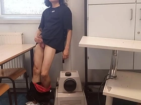 Cum at school, this horny student twink wanks his smooth cock added to squirts jizz riskyly at instructor in a classroom heavens classmate desk, Jon Arteen jerks off at university, making a hot just gay porn video singapore gay porn nerdy