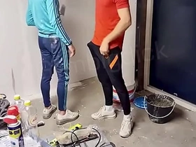 Two Guy Asian construction workers roger  open-air asia gay massage porn