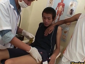 Asia twink cums after 3way sex and oral with doctors hot thailand gay porn