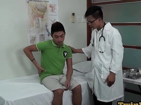 Asian twink anal examined with medical tools after giving BJ gay porn chinese public