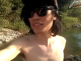 Jon Arteen is this slim Asian twink boy dancing a musical strip-tease vulnerable be imparted to murder river smiling in the same manner his full pubes doing outdoor gay porn with a sneaker and underwear good-luck piece japan gay porn converge