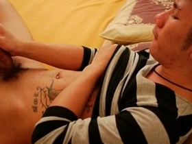 Asian elated strokes his cock in wainscotting hot step papa porn elated