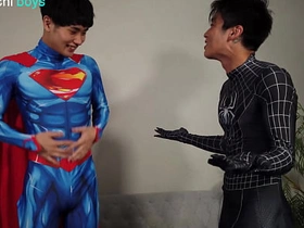 Superman x Spiderman - Lycra Superhero Costumes hot unconcerned chinese porn