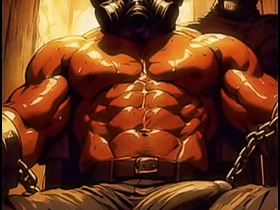 AI-Generated Masked Muscle Tease: Dark Room Seduction gay porn hot asian